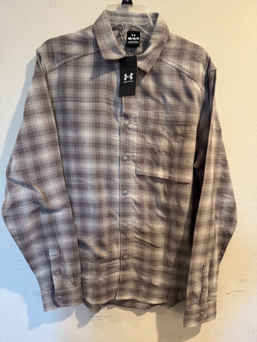 Under Armour Flex Flannel Mens size Medium 100% Cotton Snap Shirt NWT